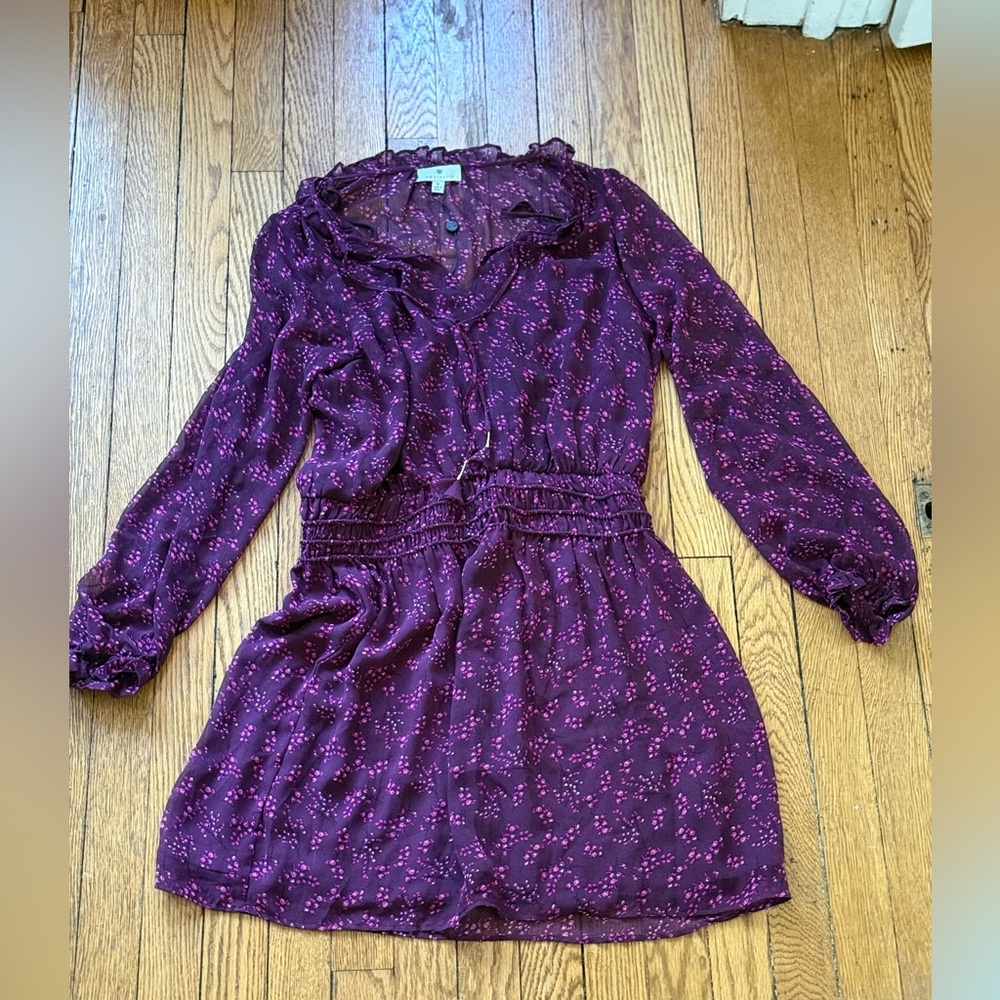 Socialite Plum Floral Ruffle Dress - Size Medium